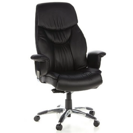 Luxury Executive Chair PRADO with black leather upholstery and chrome base by hjh OFFICE