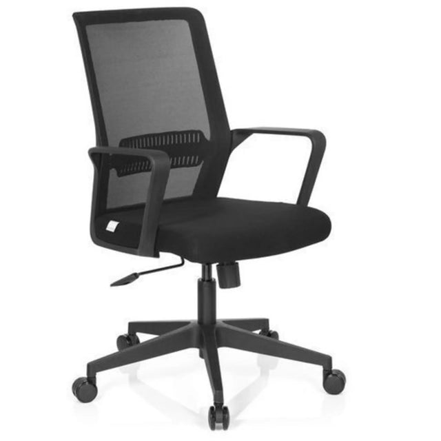 Black Home Office Chair PRESTON with mesh backrest and armrests by hjh OFFICE