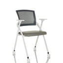 Grey Folding chair PRIORITY II W PU with mesh backrest, armrests and castors by hjh OFFICE