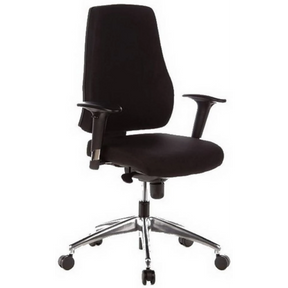 Black Professional Office Chair PRO-TEC 200 with armrests and silver star base on castors by hjh OFFICE