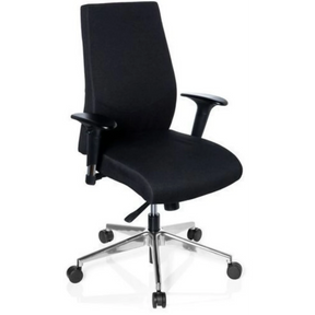Professional Office Chair PRO-TEC 250 in black with armrests and silver star base on castors by hjh OFFICE