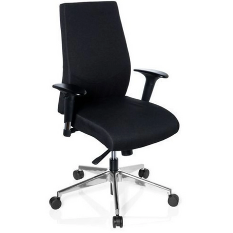 Professional Office Chair PRO-TEC 250 in black with armrests and silver star base on castors by hjh OFFICE