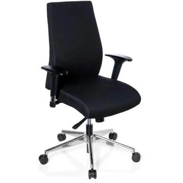 Professional Office Chair PRO-TEC 250 in black with armrests and silver star base on castors by hjh OFFICE