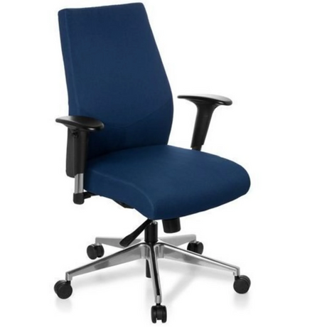 Professional Office Chair PRO-TEC 250 with dark blue fabric upholstery and silver-coloured base by hjh OFFICE