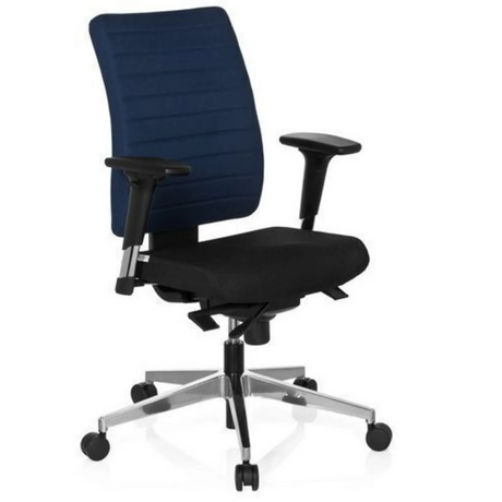Professional Office Chair PRO-TEC 350 in blue and black with armrests and aluminium base by hjh OFFICE