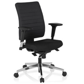 Professional Office Chair PRO-TEC 350 with black cover, armrests and a silver base by hjh OFFICE