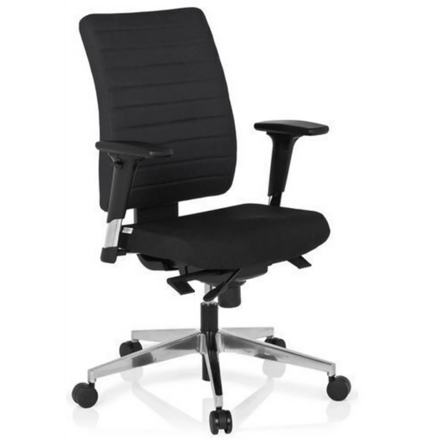 Professional Office Chair PRO-TEC 350 with black cover, armrests and a silver base by hjh OFFICE