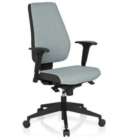 Professional Office Chair PRO-TEC 500 with grey upholstery, black armrests and castor base by hjh OFFICE