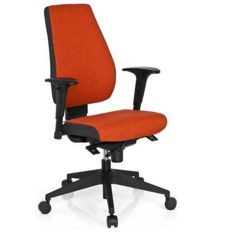 Professional Office Chair PRO-TEC 500 with red fabric upholstery, black armrests and caster base by hjh OFFICE