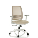 Home Office Chair PROFONDO ECO W in beige with mesh backrest and white frame by hjh OFFICE
