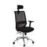 Professional Office Chair PROFONDO PRO in black with mesh backrest, headrest and silver base by hjh OFFICE