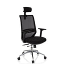 Professional Office Chair PROFONDO PRO in black with mesh backrest, headrest and silver base by hjh OFFICE