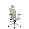 Professional Office Chair PROFONDO PRO W in beige with headrest and white base by hjh OFFICE