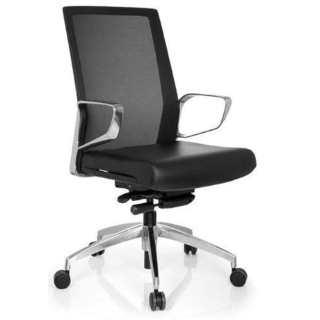 Black Professional Office Chair PROVIDER NET with mesh backrest and glossy base by hjh OFFICE