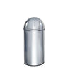 Wastepaper bin PUSH 35L in polished chrome with push lid by hjh OFFICE