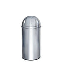 Wastepaper bin PUSH 35L in polished chrome with push lid by hjh OFFICE