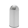 White PUSH 35L wastepaper bin with glossy surface and silver push lid by hjh OFFICE