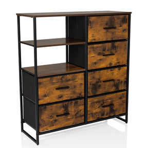 Chest of drawers RAGALA in smoked oak with black metal frame and five drawers by hjh LIVING