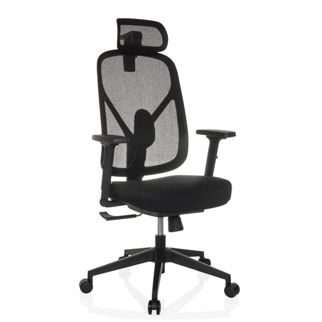 Black Professional Office Chair RALOO ECO with mesh backrest, headrest and armrests by hjh OFFICE