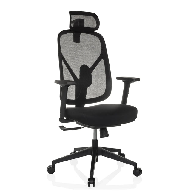 Black Professional Office Chair RALOO ECO with mesh backrest, headrest and armrests by hjh OFFICE