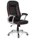 Gaming chair RELAX AB100 in black with red decorative stripes and quilted pattern by MyBuero