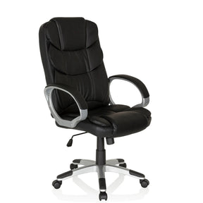 Black Home Office Executive Chair RELAX BY155 with faux leather upholstery and silver-coloured base by MyBuero