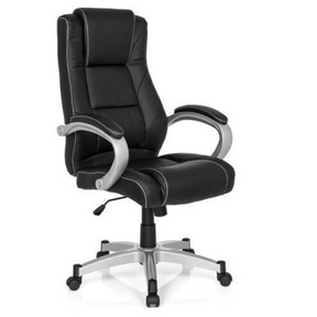 Black Gaming chair RELAX CL180 with faux leather cover and silver armrests by MyBuero