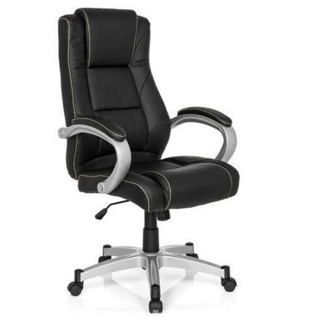 Black Gaming chair RELAX CL180 with faux leather cover and silver armrests by MyBuero