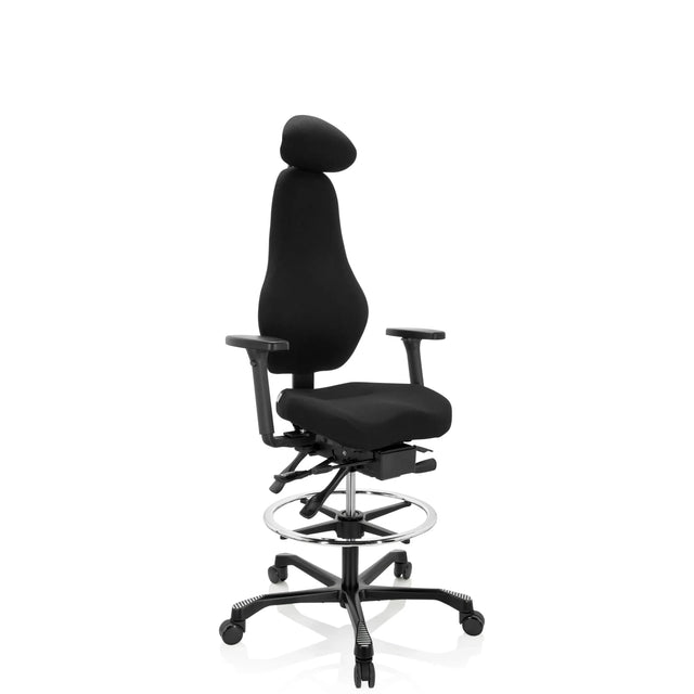 Black Counter chair RESISTIO WORK with headrest, foot ring and castor base by hjh OFFICE