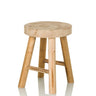 Brown stool RUSTIKO W made of light wood with a round seat and four legs by hjh LIVING