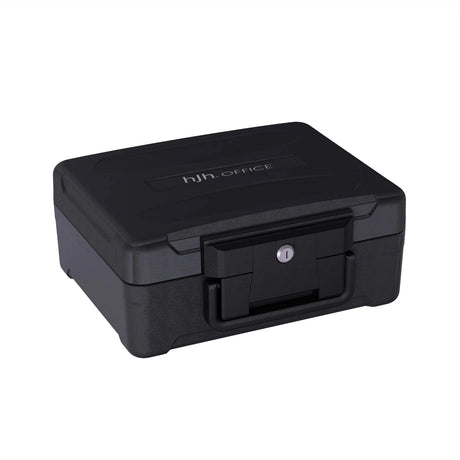 Black Safe Compact Slim with a robust housing and a lock by hjh OFFICE