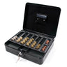 Black Cash box SAFE with coin tray, lock and two keys by hjh OFFICE