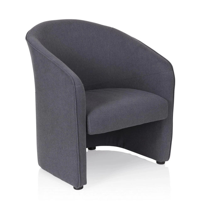 Dark grey upholstered armchair SAN JUAN with rounded backrest and armrests by hjh OFFICE