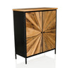 Chest of drawers SANTJAGO BLACK SUN XL with dark wood-coloured doors in star pattern and black frame by hjh LIVING