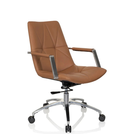 Home Office Chair SARANTO II in camel colour with armrests and shiny base by hjh OFFICE