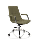Home Office Chair SARANTO II with green fabric upholstery, armrests and a silver base by hjh OFFICE