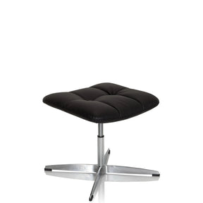 Black upholstered stool SARANTO made of faux leather with a four-star metal base by hjh OFFICE