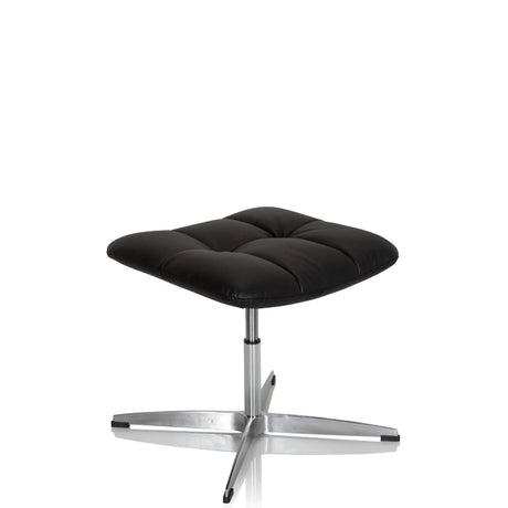Black upholstered stool SARANTO made of faux leather with a four-star metal base by hjh OFFICE