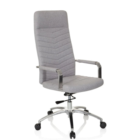 Home Office Chair SARANTO PLUS in light grey with quilted backrest and aluminium base by hjh OFFICE