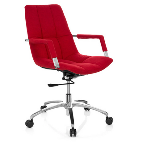 Home Office Chair SARANTO with red fabric cover and silver-coloured base by hjh OFFICE