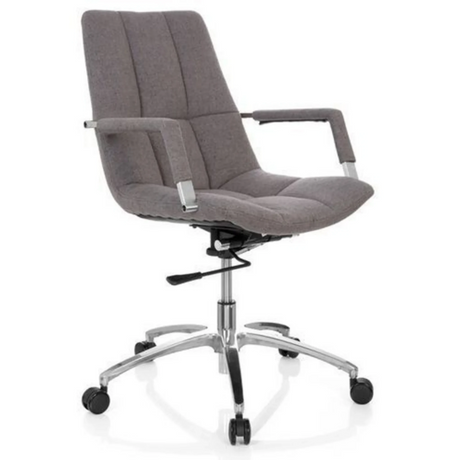 Home Office Chair SARANTO with grey fabric upholstery and silver-coloured base by hjh OFFICE