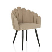 Beige dining chair SCALLORE with shell-shaped backrest and black legs by hjh LIVING