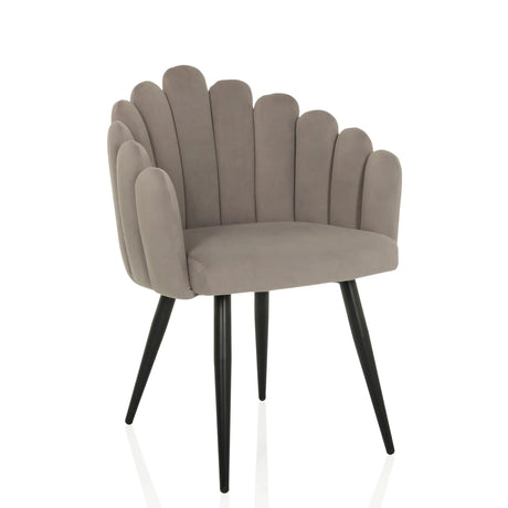 Grey Dining chair SCALLORE with shell-shaped backrest and black legs by hjh LIVING