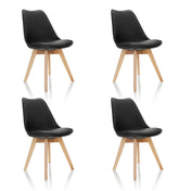 Four black Shell chairs SCANDI 4 with light wood legs by hjh OFFICE
