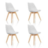 Set of four white Shell chairs SCANDI 4 with light wood legs by hjh OFFICE