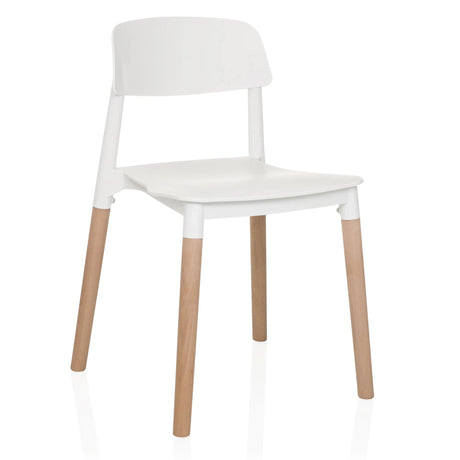 White four-legged chair SCANDI E with light wood legs and curved backrest by hjh LIVING