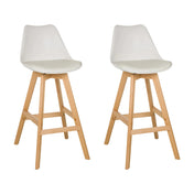 Two white SCANDI HIGH bar stools with light wooden legs and integrated footrest by hjh LIVING