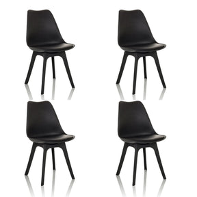 Four black Shell chairs SCANDI P with a minimalist design and four legs by hjh OFFICE