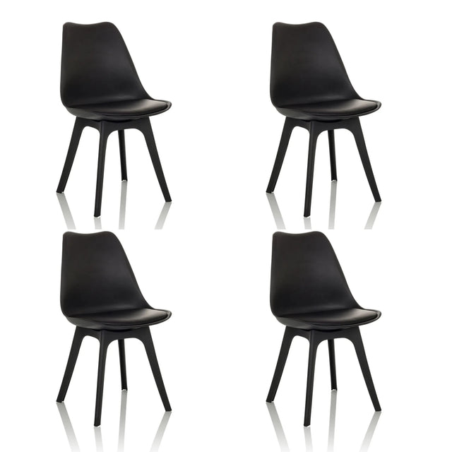 Four black Shell chairs SCANDI P with a minimalist design and four legs by hjh OFFICE