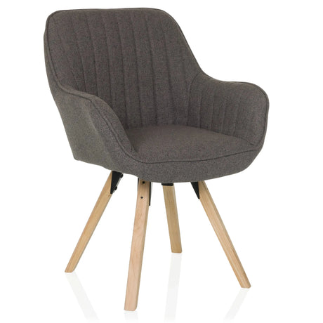 Dark grey Upholstered chair SCANDI SOFT with quilted backrest and light wood legs by hjh LIVING
